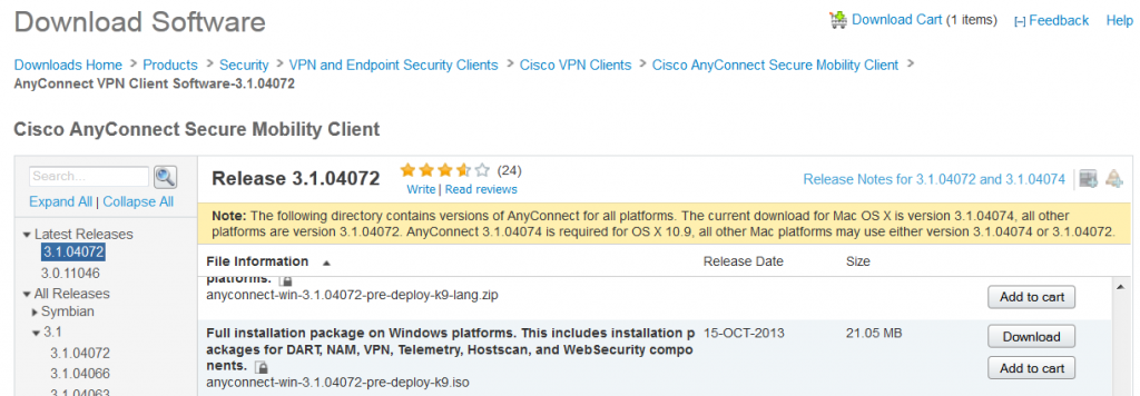 cisco anyconnect secure mobility client 3.1 download